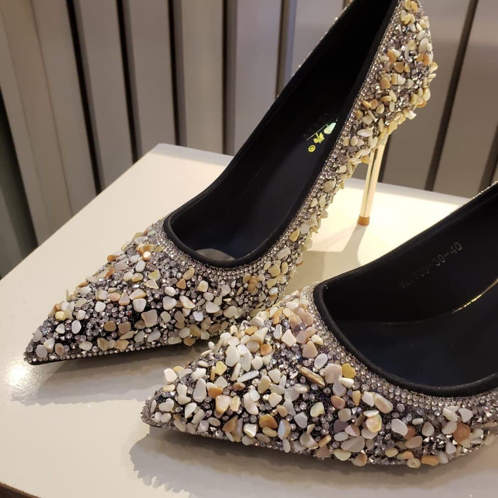 Crystal Stone Stiletto Heels